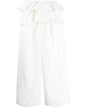 Goen.J High-Waisted Ruffled Pants - White