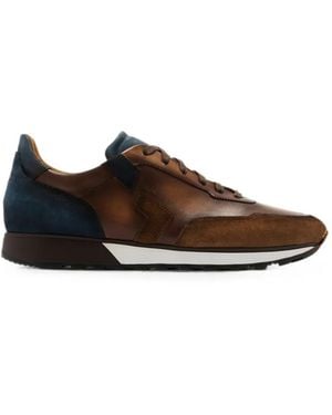 Magnanni Paneled Leather Sneakers - Brown