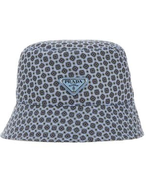 Prada Printed Bucket Hat - Blue