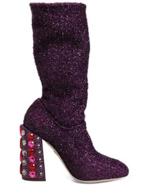 Dolce & Gabbana Crystal-Embellished Boots - Purple