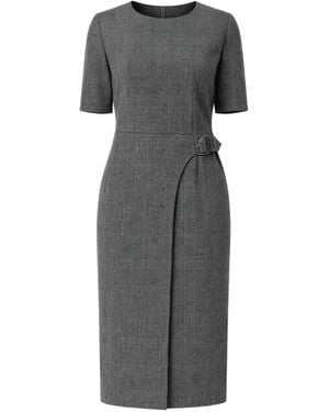 BOSS Vestido Midi A Cuadros - Gris