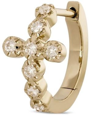 Jacquie Aiche 14Kt Cross Gelbgoldcreole Mit Diamanten - Mettallic