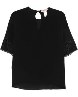 Twinset Camiseta Con Bordado Floral - Negro