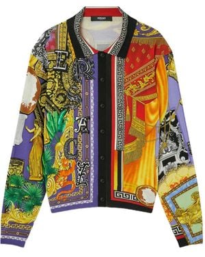 Versace Printed Silk Knit Shirt - Purple