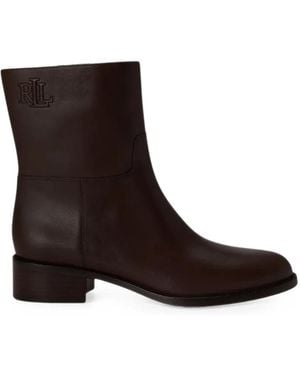 Ralph Lauren Kyle Logo-Embossed Leather Ankle Boots - Brown