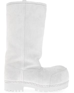 Balenciaga Alaska Fur High Boots - White