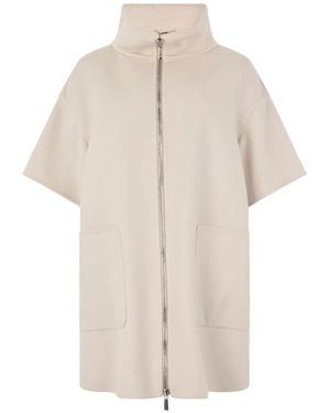 Moorer Kurzärmeliger Oversized-Mantel Mit Stehkragen - Weiß