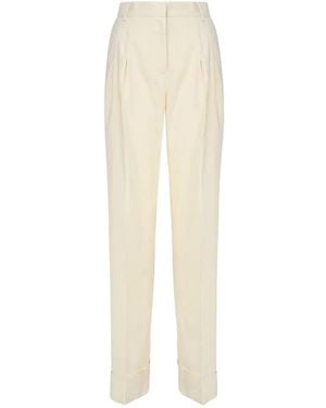 ANDAMANE Pleated-Front Cuffed-Hem Trousers - White