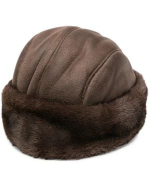 Betta Corradi Faux-Fur Trim Beanie Hat - Brown