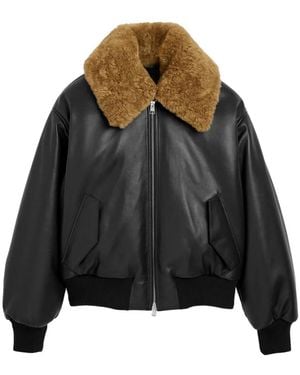 Ami Paris Lamb Leather Padded Jacket - Black