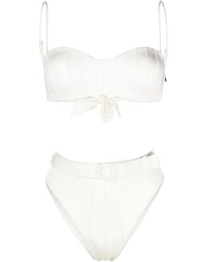 Noire Swimwear High-Waist Belted Bikini Set - White
