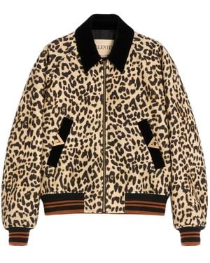 Valentino Garavani Leopard-Print Wool Bomber Jacket - Black