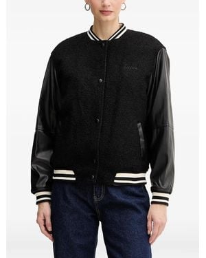 Guess Contrasted-Sleeve Bomber Jacket - Black