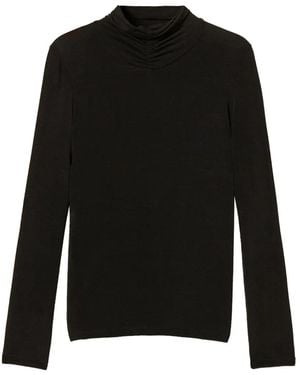 Twinset Top A Collo Alto Con Drappeggio - Nero