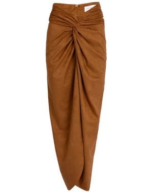 Silvia Tcherassi Denise Knotted-Front Long Skirt - Brown
