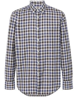 Canali チェック シャツ - ブルー