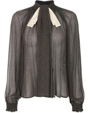 Elisabetta Franchi Crepon Blouse With Micro-Polka Dot Print - Gray
