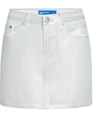 Karl Lagerfeld Five-Pocket Denim Mini Skirt - White