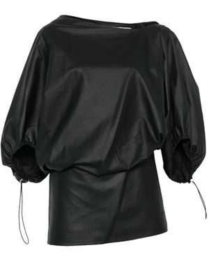 Alexander Wang Zip-Neckline Balloon-Sleeve Mini Dress - Black