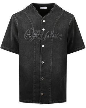 Off-White c/o Virgil Abloh Embroidered-Logo Short-Sleeve Shirt - Black