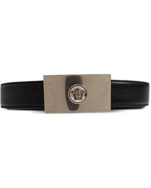 Versace Cinturón Reversible Con Placa Medusa - Blanco