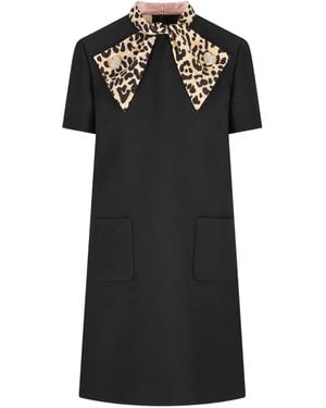Valentino Garavani Leopard-Print Bow Dress - Black