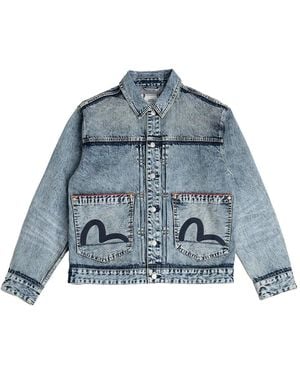 Evisu Logo-Patch Denim Jacket - Blue