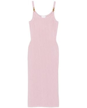 Versace Medusa Rib-Knit Midi Dress - Pink