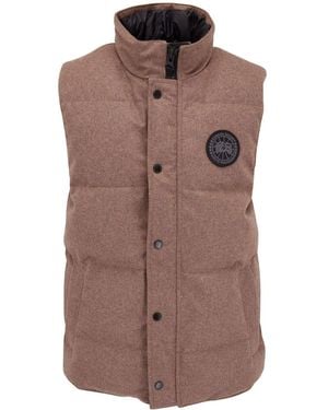 Canada Goose Logo-Patch Feather-Down Gilet - Brown