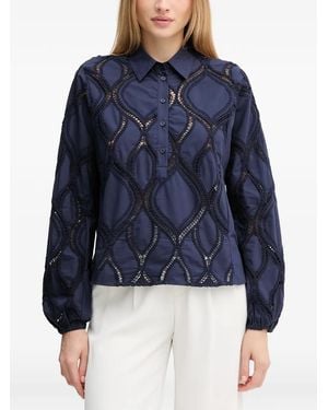 Mos Mosh Nolin Openwork Collared Shirt - Blue