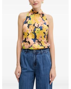 Morgan Floral Button-Fastening Top - Blue