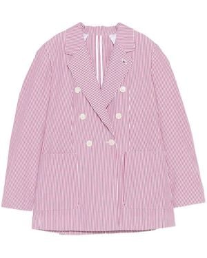 Manuel Ritz Striped Double-Breasted Jacket - Pink
