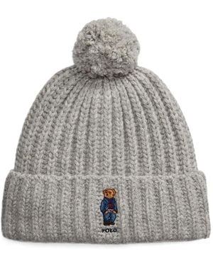 Polo Ralph Lauren Ribbed Pom-Pom Beanie - Grey