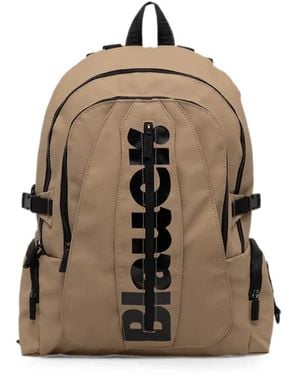 Blauer Mochila Con Logo Estampado - Marrón