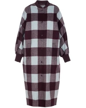 Essentiel Antwerp Double-Breasted Check Coat - Brown