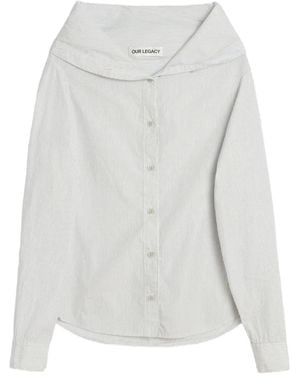 Our Legacy Chemise Rayée À Col Italien - White