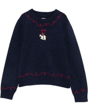 Bode Cowboy-Appliqué Sweater - Blue