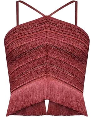 PATBO X Camila Coelho Amber Fringed Top - Red