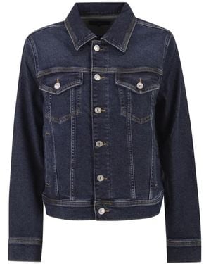 7 For All Mankind Veste En Jean À Coutures Contrastantes - Blue