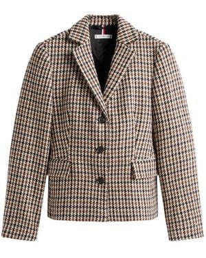 Tommy Hilfiger Houndstooth-Pattern Button Single-Breasted Jacket - Brown