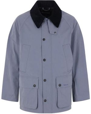 Barbour Bedale Corduroy-Collar Logo-Embroidered Jacket - Blue