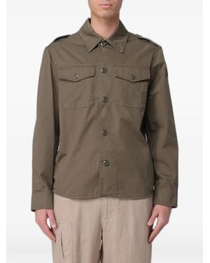 Blauer Logo-Patch Button-Up Shirt - Brown