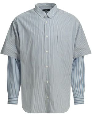 Comme des Garçons Striped Layered-Sleeve Shirt - Blue