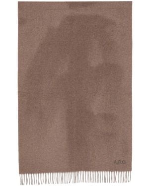 A.P.C. Écharpe Frangée À Logo Brodé - Brown