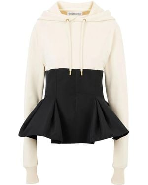 Nina Ricci Contrasting-Peplum Hoodie - Black