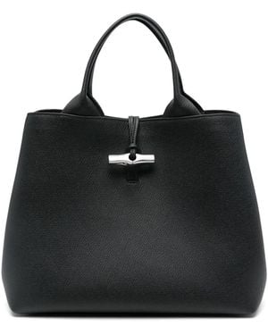 Longchamp Large Le Roseau Tote Bag - Black