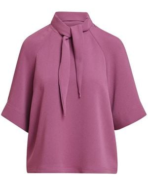 Essentiel Antwerp Kassie Raglan-Sleeve Tie-Neck Blouse - Purple