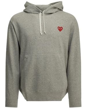 COMME DES GARÇONS PLAY Emblem Heart-Patch Hoodie - Gray