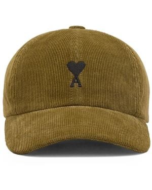 Ami Paris Ami De Coeur Corduroy Cap - Green