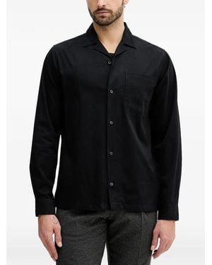 Lindbergh Camp-Collar Chest-Pocket Shirt - Black